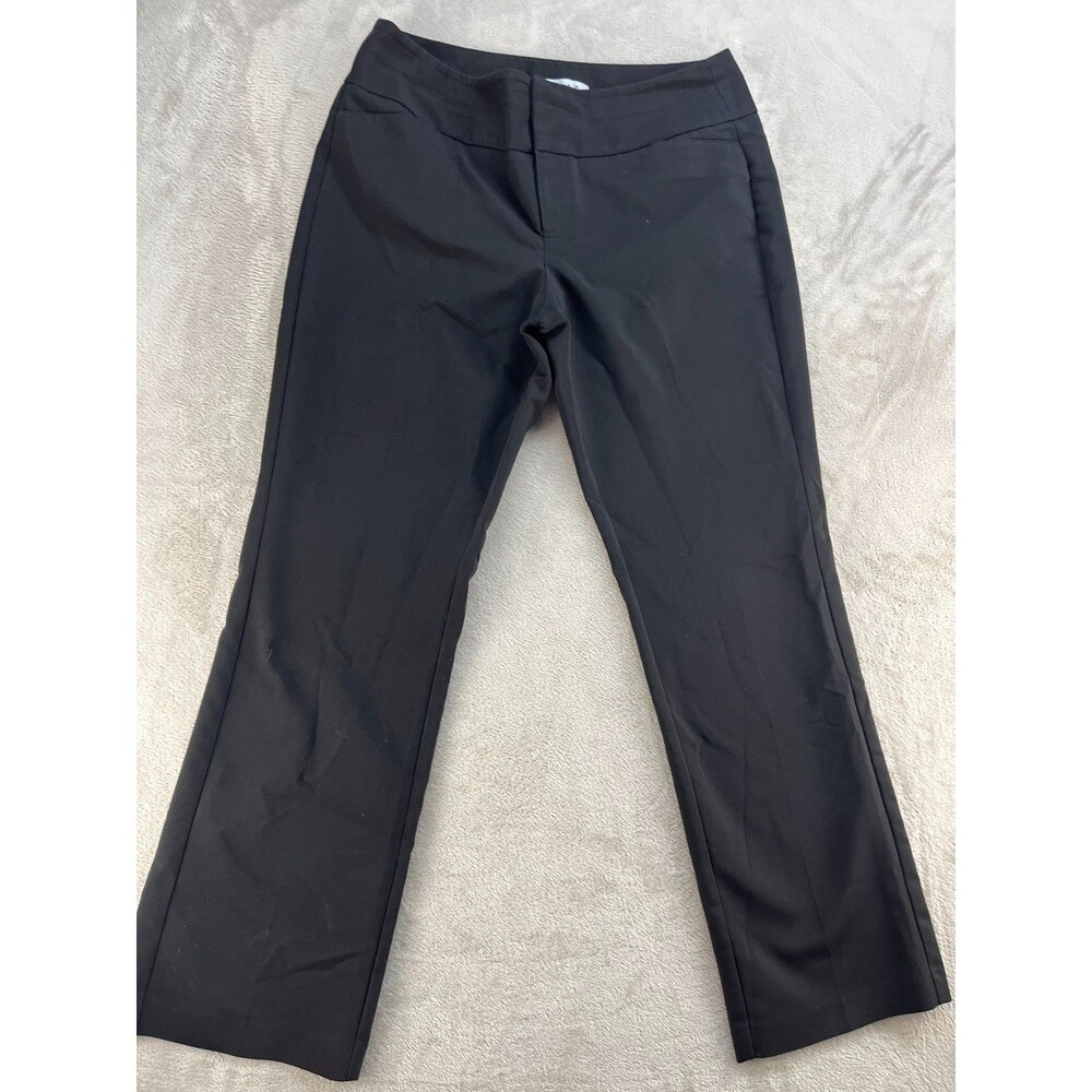 ELLE Dress Pants Womens 12 Black Straight Leg Stretch Cotton Blend Office